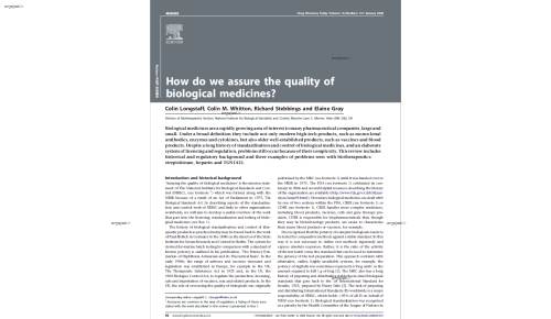 How do we assure the quality of biological medicines?